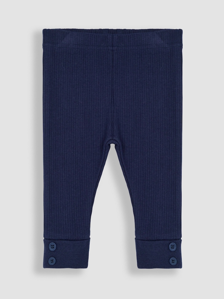 JoJo Maman Bébé Ecru Navy Stripe Whale Appliqué Jersey Sweatshirt & Leggings Set - Image 3 of 4