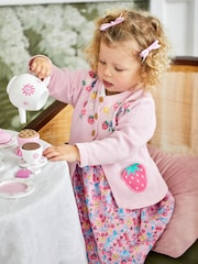 JoJo Maman Bébé Pink Strawberry Novelty Pocket Cardigan - Image 1 of 6