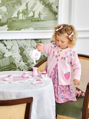 JoJo Maman Bébé Pink Strawberry Novelty Pocket Cardigan - Image 2 of 6