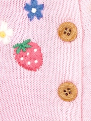 JoJo Maman Bébé Pink Strawberry Novelty Pocket Cardigan - Image 6 of 6