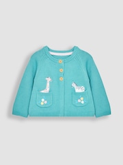JoJo Maman Bébé Duck Egg Blue Safari Animals Appliqué Cardigan - Image 1 of 3