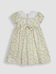 JoJo Maman Bébé Yellow Hedgerow Floral Broderie Collar Party Dress - Image 4 of 6