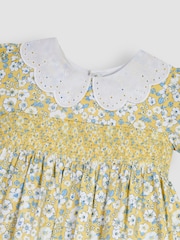 JoJo Maman Bébé Yellow Hedgerow Floral Broderie Collar Party Dress - Image 5 of 6