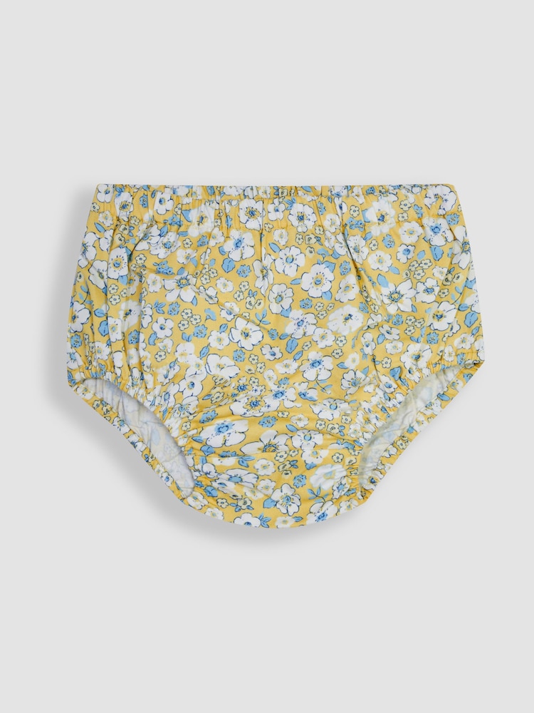 JoJo Maman Bébé Yellow Hedgerow Floral Broderie Collar Party Dress - Image 6 of 6