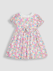 JoJo Maman Bébé White Summer Floral Frill Collar Party Dress - Image 3 of 5
