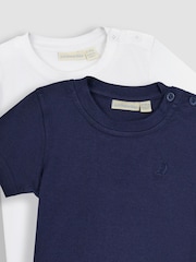 JoJo Maman Bébé Navy Blue Plain 2-Pack T-Shirts - Image 2 of 4