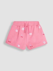 JoJo Maman Bébé Pink 2-Piece Cherry Embroidered T-Shirt & Shorts Set - Image 3 of 4