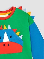 JoJo Maman Bébé Green Dino Appliqué Novelty Sweatshirt - Image 3 of 3