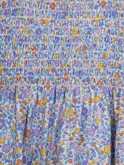JoJo Maman Bébé Lilac Ditsy Floral Ruffle Shoulder Smocked Jersey Dress - Image 3 of 3