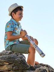 JoJo Maman Bébé Green Triceratops Printed Shirt & Shorts Set - Image 1 of 7