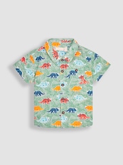 JoJo Maman Bébé Green Triceratops Printed Shirt & Shorts Set - Image 3 of 7