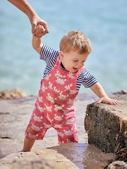 JoJo Maman Bébé Orange Crab Dungarees & T-Shirt 2-Piece Set - Image 1 of 6