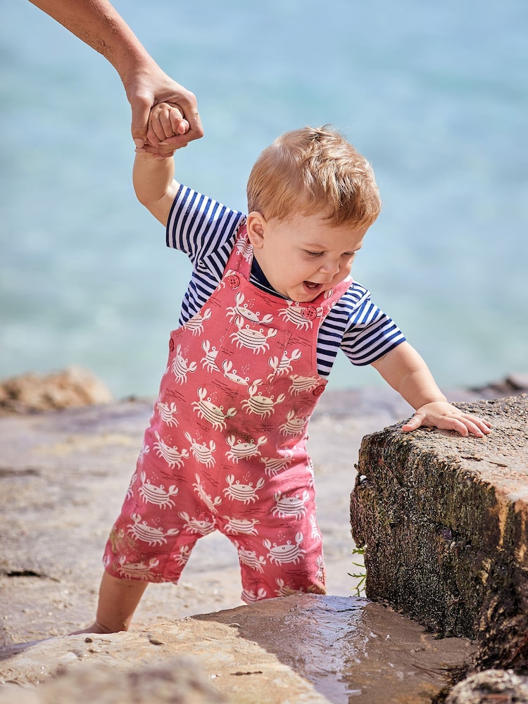 JoJo Maman Bébé Orange Crab Dungarees & T-Shirt 2-Piece Set - Image 1 of 6