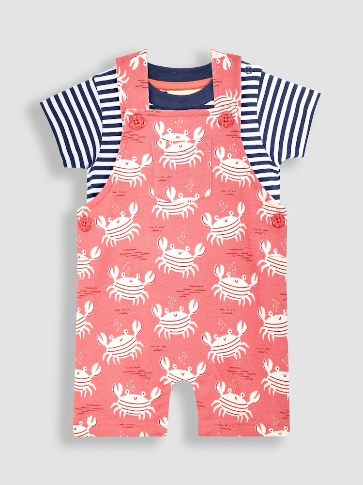 JoJo Maman Bébé Orange Crab Dungarees & T-Shirt 2-Piece Set - Image 2 of 6