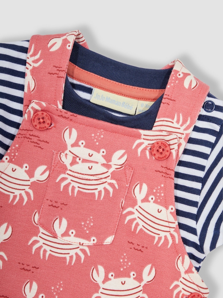JoJo Maman Bébé Orange Crab Dungarees & T-Shirt 2-Piece Set - Image 6 of 6