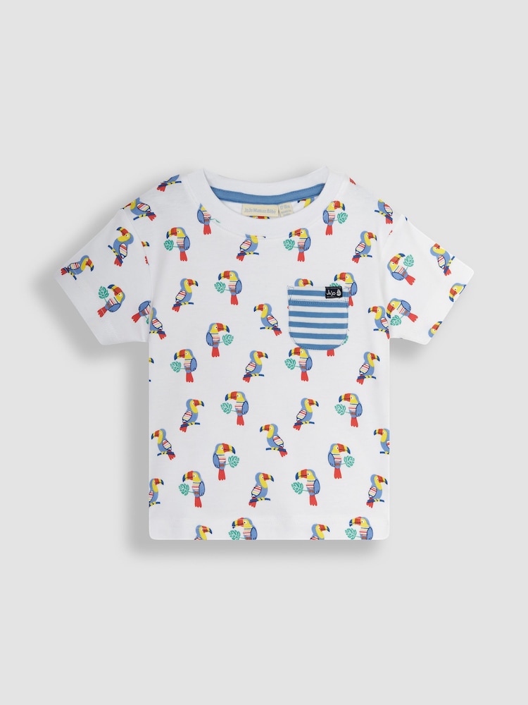 JoJo Maman Bébé White Toucan 2-Pack Pocket T-Shirts - Image 2 of 4
