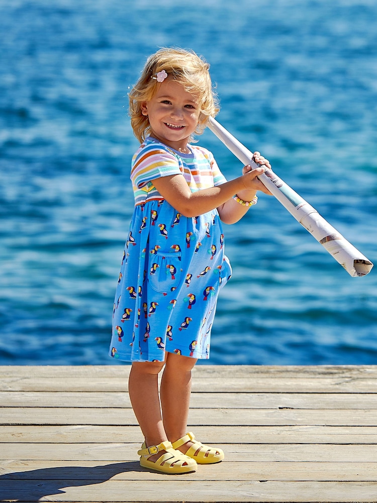 JoJo Maman Bébé Blue Toucan Mix & Match With Pet In Pocket Jersey Dress - Image 2 of 6