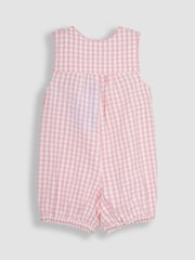 JoJo Maman Bébé Pink Bunny Appliqué Gingham Dungarees - Image 4 of 5