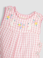 JoJo Maman Bébé Pink Bunny Appliqué Gingham Dungarees - Image 5 of 5