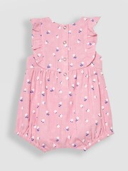 JoJo Maman Bébé Pink 2-Piece Floral Cheesecloth Bubble Romper & Hat Set - Image 5 of 7