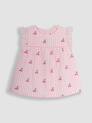 JoJo Maman Bébé Pink Cherry Embroidered Pretty Blouse - Image 1 of 3