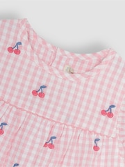 JoJo Maman Bébé Pink Cherry Embroidered Pretty Blouse - Image 2 of 3