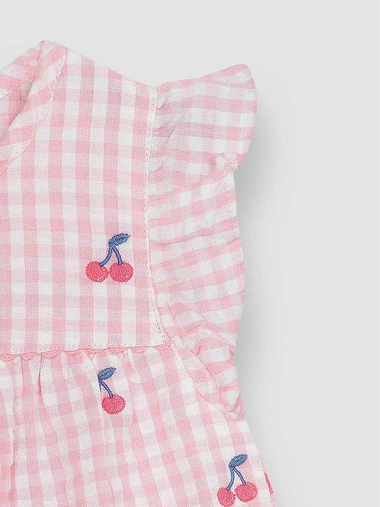 JoJo Maman Bébé Pink Cherry Embroidered Pretty Blouse - Image 3 of 3 JoJo Maman Bébé Pink Cherry Embroidered Pretty Blouse - Image 3 of 3