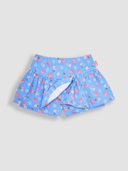 JoJo Maman Bébé Blue 2-Piece Strawberry & Bee Smocked Top & Skort Set - Image 4 of 4