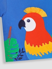 JoJo Maman Bébé Cobalt Tropical Bird Interactive Appliqué T-Shirt - Image 3 of 3