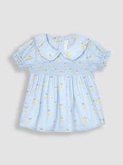 JoJo Maman Bébé Blue Lemon Floral Peter Pan Smocked Top - Image 1 of 3