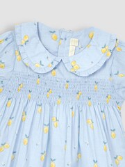 JoJo Maman Bébé Blue Lemon Floral Peter Pan Smocked Top - Image 2 of 3