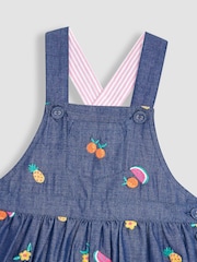 JoJo Maman Bébé Chambray Summer Fruits Embroidered Culotte Dungarees - Image 3 of 3