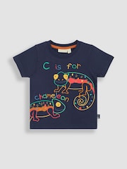 JoJo Maman Bébé Navy Chameleon Embroidered T-Shirt - Image 1 of 3
