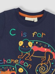 JoJo Maman Bébé Navy Chameleon Embroidered T-Shirt - Image 2 of 3
