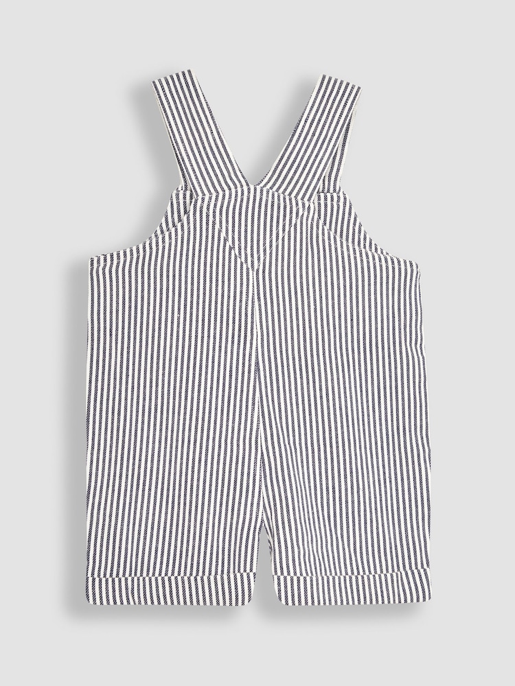 JoJo Maman Bébé Navy White Stripe Stripe Dungarees - Image 2 of 5
