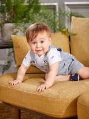 JoJo Maman Bébé Navy White Stripe Stripe Dungarees - Image 4 of 5