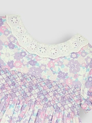 JoJo Maman Bébé Lilac Purple Hedgerow Floral Broderie Collar Party Dress - Image 5 of 5