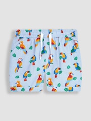 JoJo Maman Bébé Blue Tropical Bird Printed Shirt & Shorts Set - Image 3 of 4