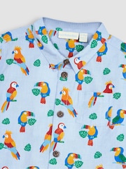 JoJo Maman Bébé Blue Tropical Bird Printed Shirt & Shorts Set - Image 4 of 4