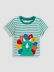 JoJo Maman Bébé White Triceratops Appliqué T-Shirt - Image 1 of 1