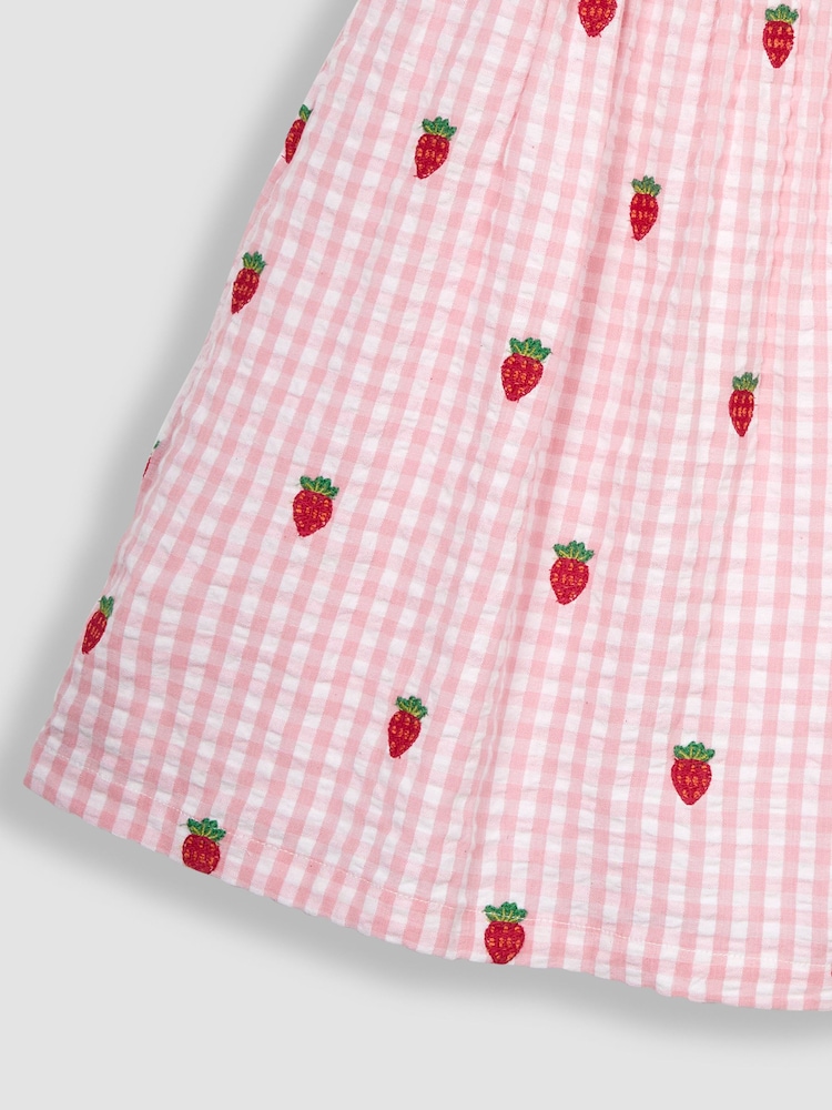 Jojo Maman Bébé Hübsches kariertes Sommerkleid mit Erdbeerstickerei - Bild 4 von 4 Jojo Maman Bébé Hübsches kariertes Sommerkleid mit Erdbeerstickerei - Bild 4 von 4