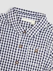 JoJo Maman Bébé Navy Gingham Long Sleeve Shirt - Image 2 of 3