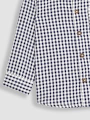 JoJo Maman Bébé Navy Gingham Long Sleeve Shirt - Image 3 of 3
