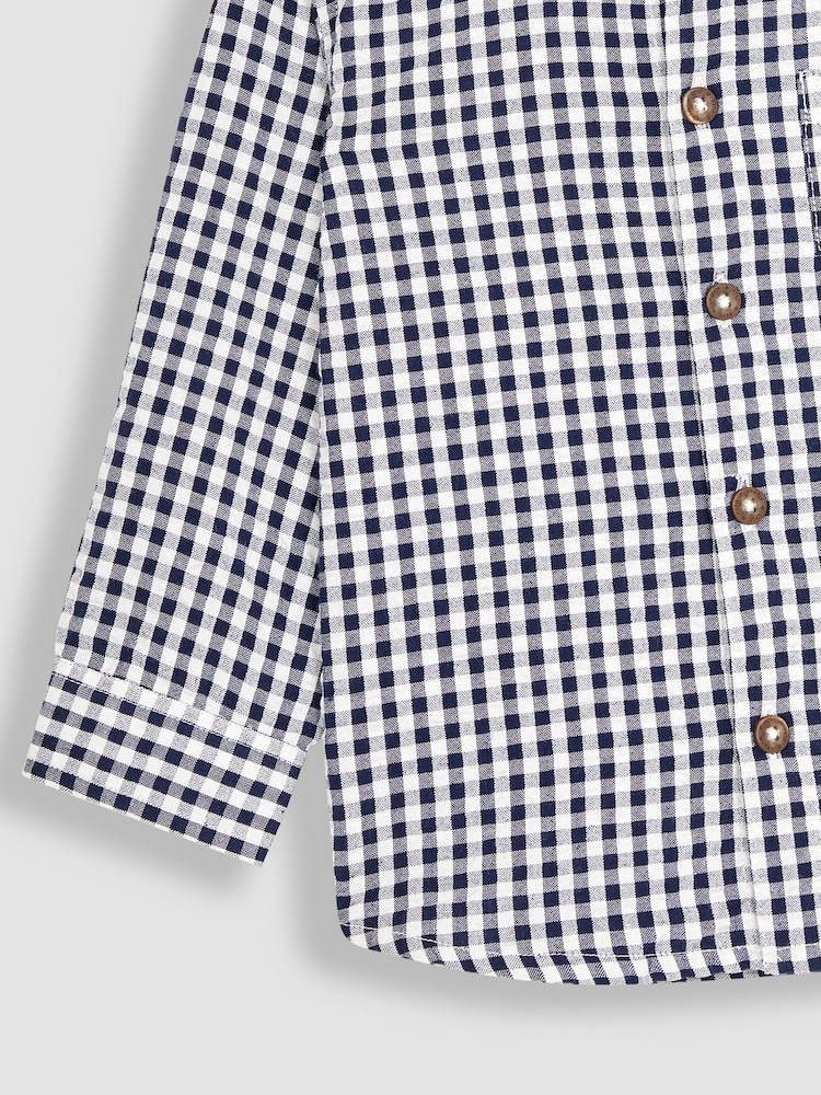 JoJo Maman Bébé Navy Gingham Long Sleeve Shirt - Image 3 of 3