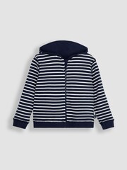 JoJo Maman Bébé Navy Blue Dino Appliqué Reversible Hoodie - Image 2 of 7