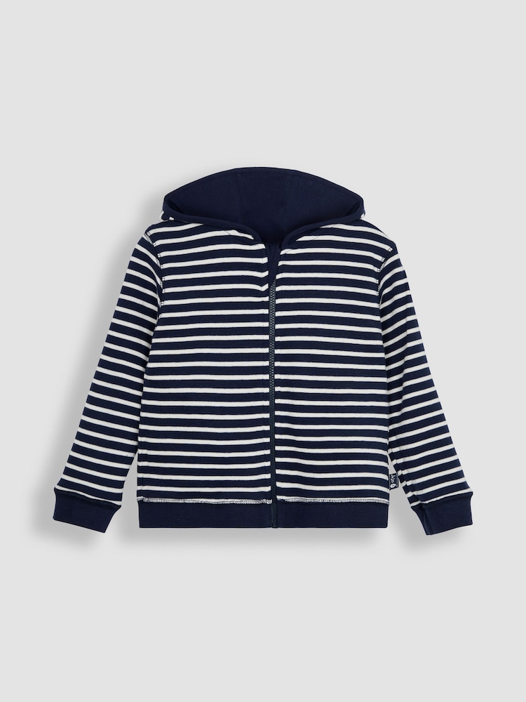 JoJo Maman Bébé Navy Blue Dino Appliqué Reversible Hoodie - Image 2 of 7