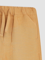 JoJo Maman Bébé Tan Brown Cotton Linen Summer Trousers - Image 2 of 3