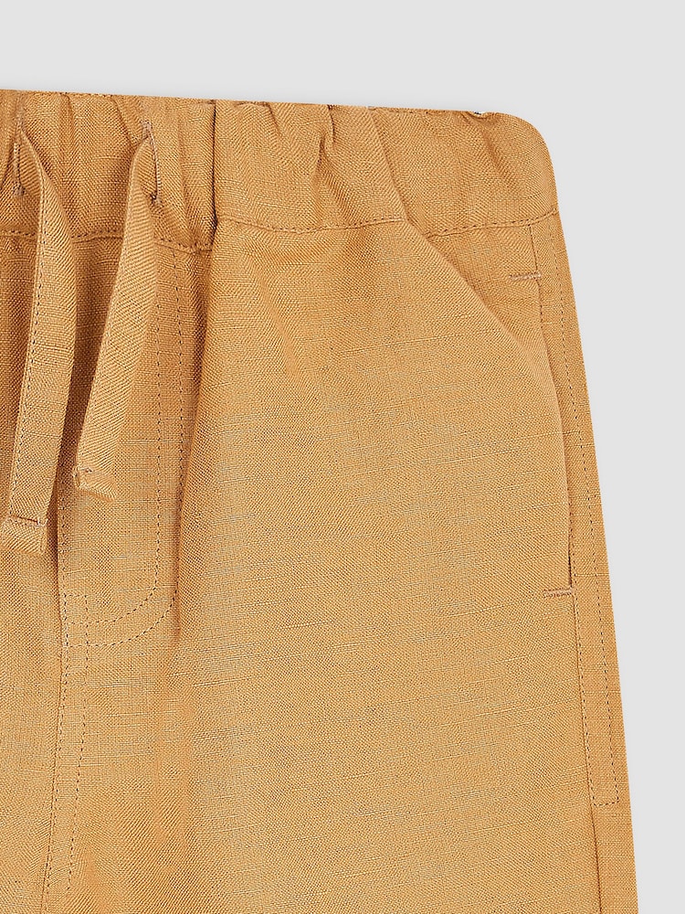 JoJo Maman Bébé Tan Brown Cotton Linen Summer Trousers - Image 2 of 3