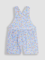 JoJo Maman Bébé Lilac Orange & Lemon Ditsy Floral Culotte Dungarees - Image 1 of 3