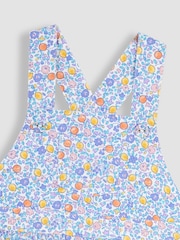 JoJo Maman Bébé Lilac Orange & Lemon Ditsy Floral Culotte Dungarees - Image 3 of 3